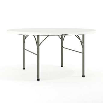 Flash Furniture 5-Foot Round Bi-Fold Plastic Folding Table with Carrying Handle