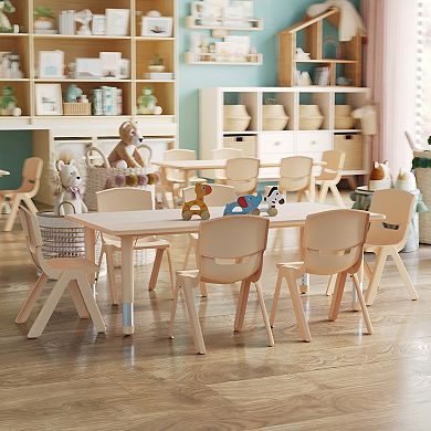 Flash Furniture 23.625"W x 47.25"L Rectangle Plastic Activity Table Set with 6 Chairs