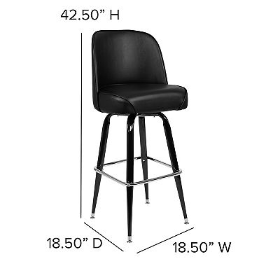 Flash Furniture Metal Barstool with Swivel Vinyl Upholstered Bucket Seat and Footrest