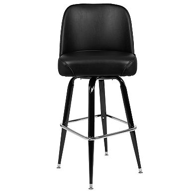 Flash Furniture Metal Barstool with Swivel Vinyl Upholstered Bucket Seat and Footrest