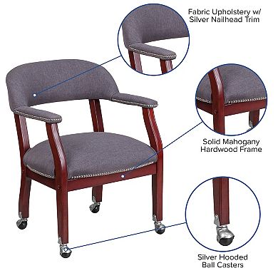 Flash Furniture Conference Chair with Accent Nail Trim and Casters