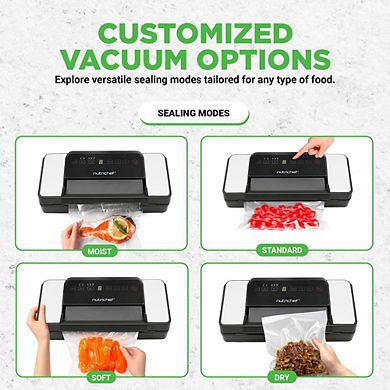 NutriChef Deluxe Vacuum Sealer - Automatic Air Sealing System, Black - PKVS90BK