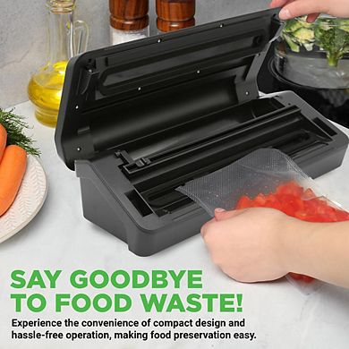 NutriChef Deluxe Vacuum Sealer - Automatic Air Sealing System, Black - PKVS90BK