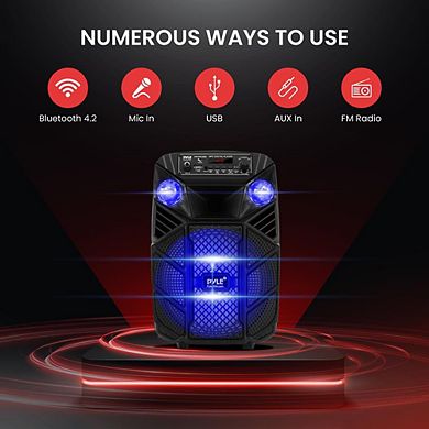 Pyle 8" 300W Portable Bluetooth PA Speaker System with LED Lights