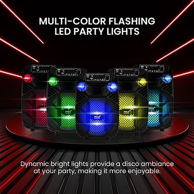 Pyle 8" 300W Portable Bluetooth PA Speaker System with LED Lights