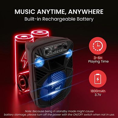 Pyle 8" 300W Portable Bluetooth PA Speaker System with LED Lights