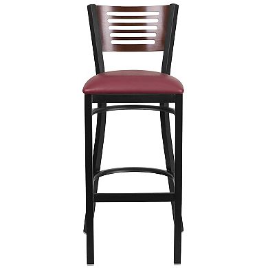 Flash Furniture Decorative Slat Back Metal Restaurant Barstool