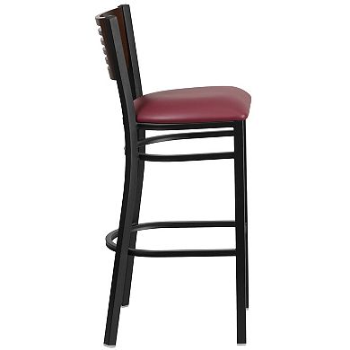 Flash Furniture Decorative Slat Back Metal Restaurant Barstool
