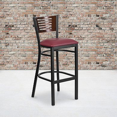 Flash Furniture Decorative Slat Back Metal Restaurant Barstool
