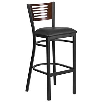 Flash Furniture Decorative Slat Back Metal Restaurant Barstool