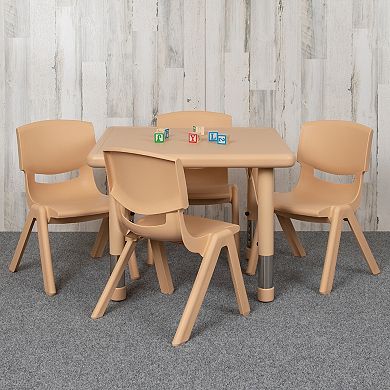 Flash Furniture 24" Square Plastic Height Adjustable Activity Table Set with 4 Chairs