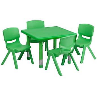 Flash Furniture 24" Square Plastic Height Adjustable Activity Table Set with 4 Chairs