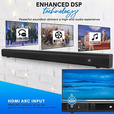 Pyle Convertible Soundbar Speaker, 32", 2.0 Channel, Bluetooth, HDMI ARC, Optical, Remote Control