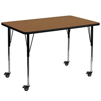 Flash Furniture Mobile 36''W x 72''L Thermal Laminate Activity Table - Adjustable Legs