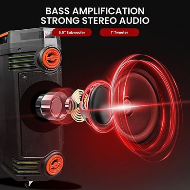 Pyle Portable Bluetooth PA Speaker - 300W 6.5” Indoor/Outdoor BT, Wireless Mic, Remote Control