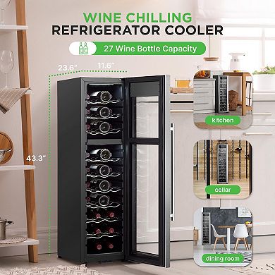 NutriChef PKCWCDS278 27 Bottle Fridge Dual Zone