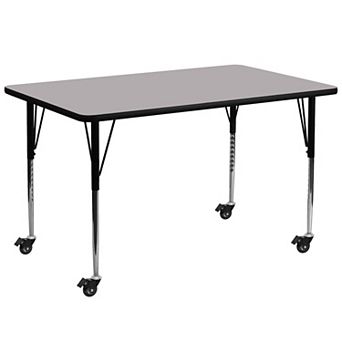 Flash Furniture Mobile 30''W x 72''L Thermal Laminate Activity Table - Adjustable Legs