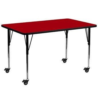 Flash Furniture Mobile 30''W x 72''L Thermal Laminate Activity Table - Adjustable Legs