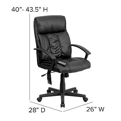 Flash Furniture High Back Massaging LeatherSoft Upholstered Chair with Side Remote Pocket