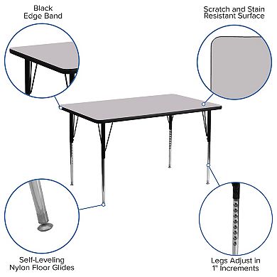 Flash Furniture 24''W x 48''L Rectangular Thermal Laminate Activity Table - Adjustable Legs