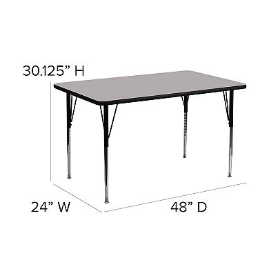 Flash Furniture 24''W x 48''L Rectangular Thermal Laminate Activity Table - Adjustable Legs