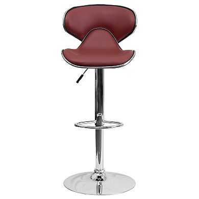 Flash Furniture Contemporary Cozy Mid-Back Vinyl Adjustable Height Barstool with Chrome Base