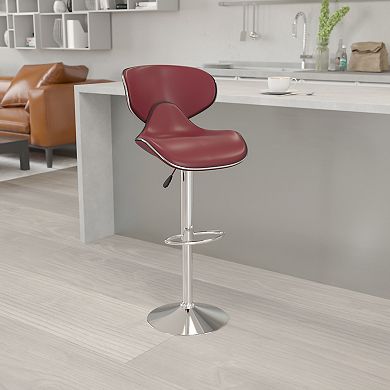 Flash Furniture Contemporary Cozy Mid-Back Vinyl Adjustable Height Barstool with Chrome Base