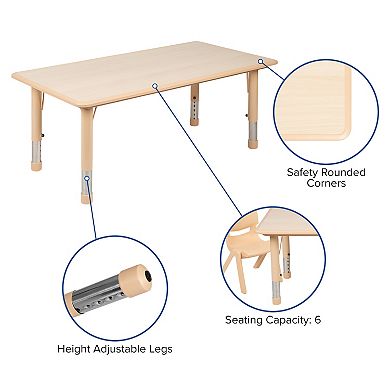 Flash Furniture 23.625"W x 47.25"L Rectangle Plastic Activity Table Set with 4 Chairs