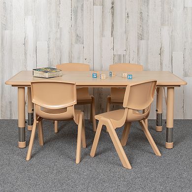 Flash Furniture 23.625"W x 47.25"L Rectangle Plastic Activity Table Set with 4 Chairs