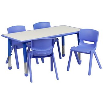 Flash Furniture 23.625"W x 47.25"L Rectangle Plastic Activity Table Set with 4 Chairs