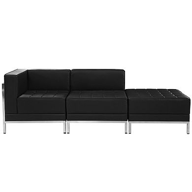 Flash Furniture LeatherSoft 3 Piece Modular Chair & Ottoman Set w/Taut Back &Seat