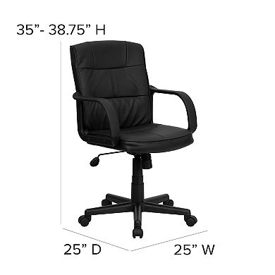 Flash Furniture Mid-Back LeatherSoft Swivel Task Office Chair with Arms - Home Office