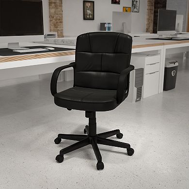 Flash Furniture Mid-Back LeatherSoft Swivel Task Office Chair with Arms - Home Office