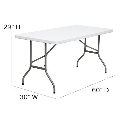 Flash Furniture 30"W x 60"L Plastic Folding Table with Granite White Surface - Banquet Table