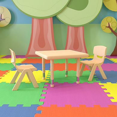 Flash Furniture 24" Square Plastic Height Adjustable Activity Table Set with 2 Chairs