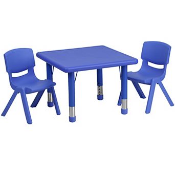 Flash Furniture 24" Square Plastic Height Adjustable Activity Table Set with 2 Chairs