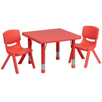 Flash Furniture 24" Square Plastic Height Adjustable Activity Table Set with 2 Chairs