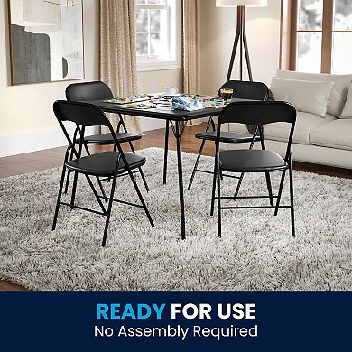 Flash Furniture 5 Piece Folding Card Table and Chair Set with Upholstered Table Top