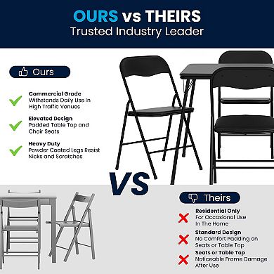 Flash Furniture 5 Piece Folding Card Table and Chair Set with Upholstered Table Top