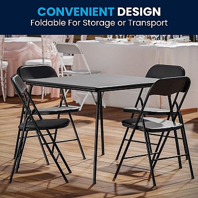 Flash Furniture 5 Piece Folding Card Table and Chair Set with Upholstered Table Top