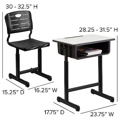 Flash Furniture Adjustable Height Student Desk and Chair with Pedestal Frame