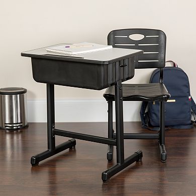 Flash Furniture Adjustable Height Student Desk and Chair with Pedestal Frame