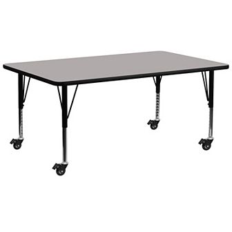 Flash Furniture Mobile 30''W x 72''L HP Laminate Activity Table - Adjustable Short Legs