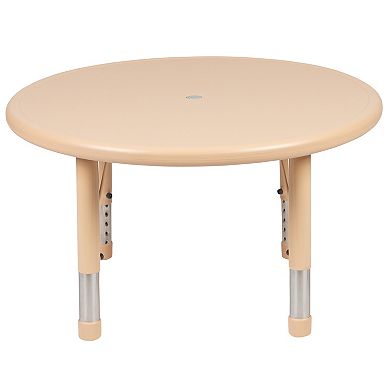 Flash Furniture 33" Round Plastic Height Adjustable Activity Table - School Table for 4