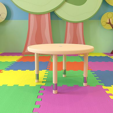 Flash Furniture 33" Round Plastic Height Adjustable Activity Table - School Table for 4