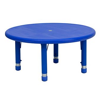 Flash Furniture 33" Round Plastic Height Adjustable Activity Table - School Table for 4