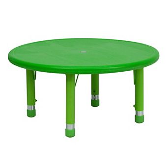 Flash Furniture 33" Round Plastic Height Adjustable Activity Table - School Table for 4