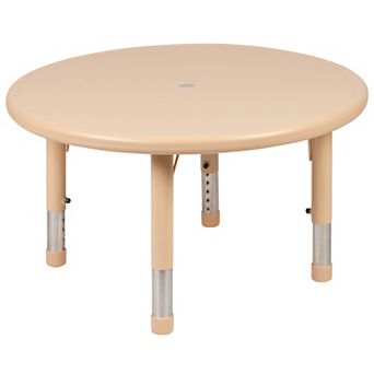 Flash Furniture 33" Round Plastic Height Adjustable Activity Table - School Table for 4