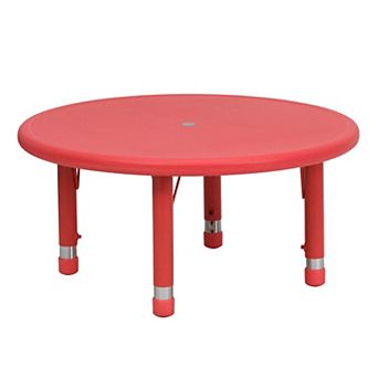 Flash Furniture 33" Round Plastic Height Adjustable Activity Table - School Table for 4