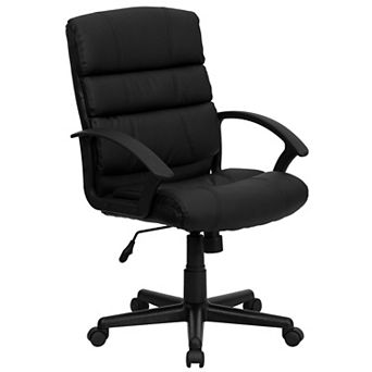 Flash Furniture Mid-Back LeatherSoft Swivel Office Chair with Accent Divided Back and Arms